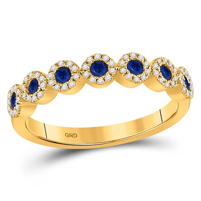 10k Yellow Gold Round Blue Sapphire Stackable Band Ring 12 Cttw gndatlanta Rings 10k Yellow Gold Round Blue Sapphire Stackable Band Ring 12 Cttw gndatlanta Rings