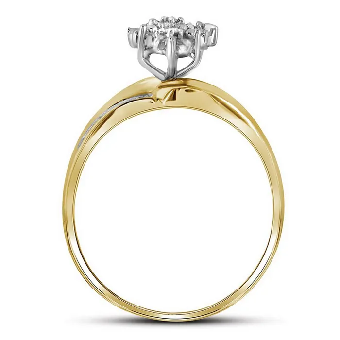 10k Yellow Gold Round Prongset Diamond Oval Cluster Ring 15 Cttw gndatlanta Rings