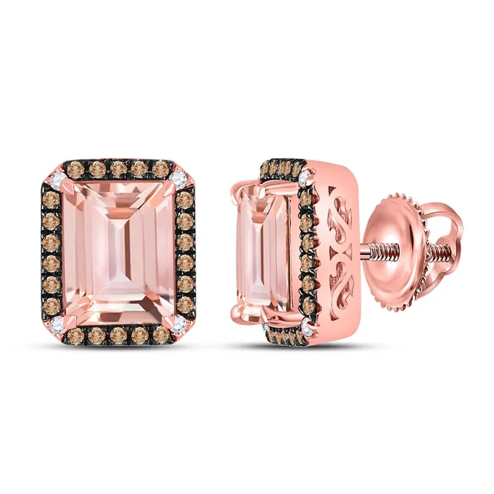 10kt Rose Gold Emeraldcut Morganite Solitaire Earrings 413 Cttw gndatlanta Earrings
