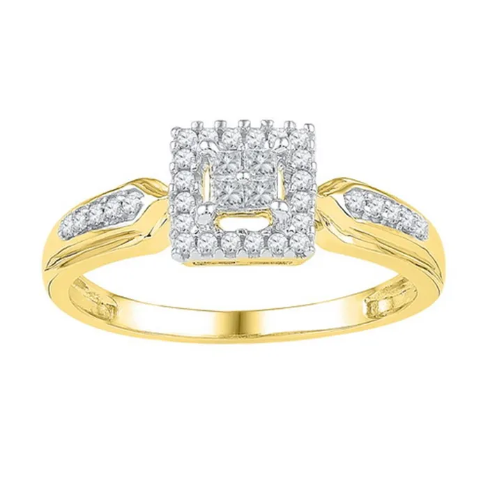 10kt Yellow Gold Princess Diamond Square Frame Cluster Ring 14 Cttw gndatlanta Rings 10kt Yellow Gold Princess Diamond Square Frame Cluster Ring 14 Cttw gndatlanta Rings