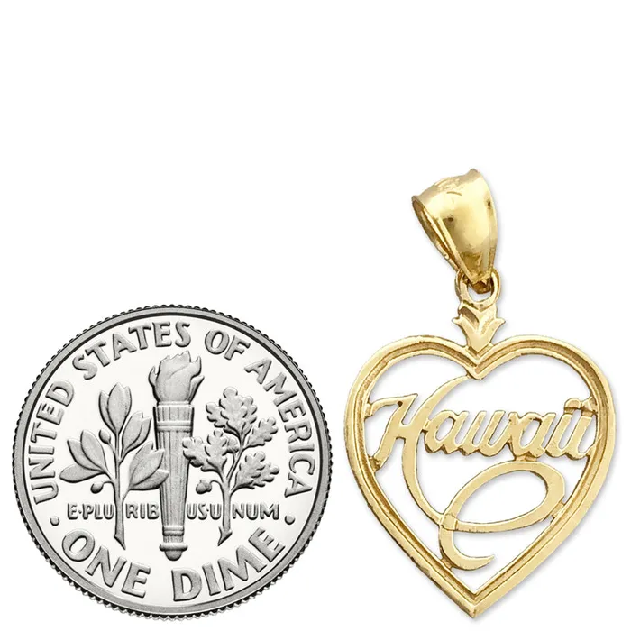 14K Gold Hawaii in Heart Charm Goldia Charm Necklaces