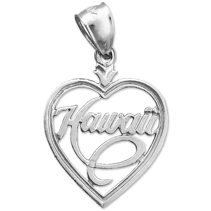 14K Gold Hawaii in Heart Charm Goldia Charm Necklaces