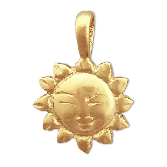 14K Gold Smiley Face Sun Charm Slide Goldia Charm Necklaces