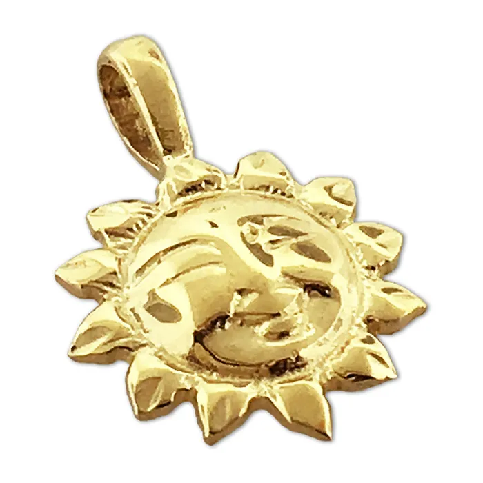 14K Gold Smiley Face Sun Charm Slide Goldia Charm Necklaces