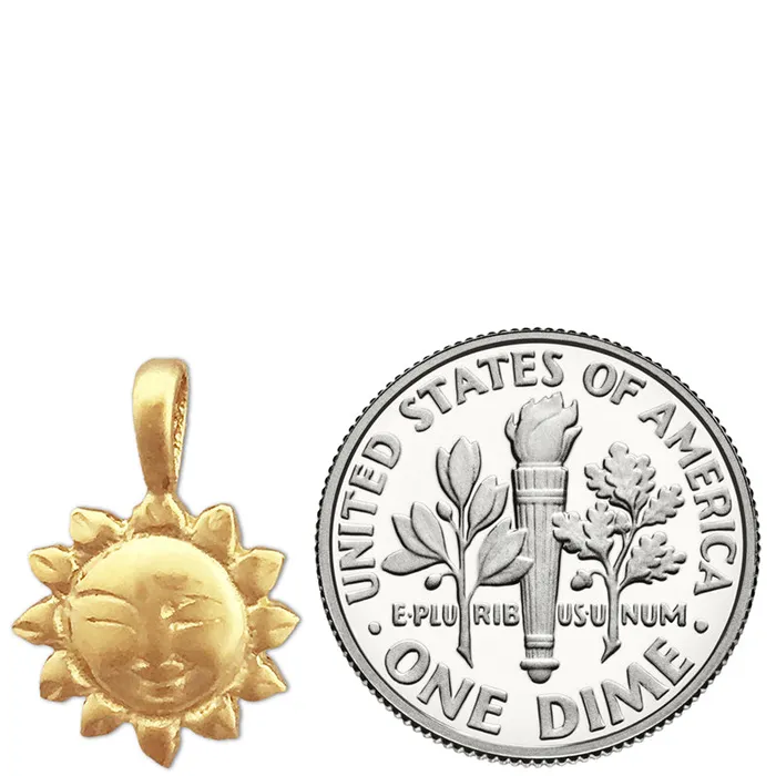 14K Gold Smiley Face Sun Charm Slide Goldia Charm Necklaces