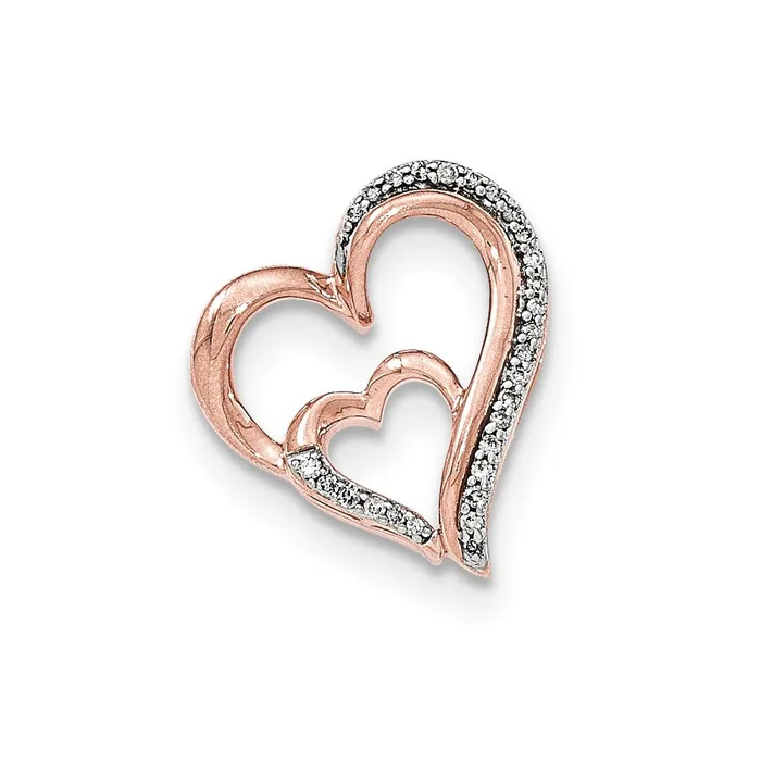 14K Rose Gold Real Diamond Open Heart Slide Pendant Goldia Necklaces
