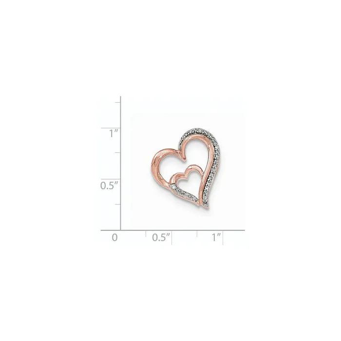 14K Rose Gold Real Diamond Open Heart Slide Pendant Goldia Necklaces
