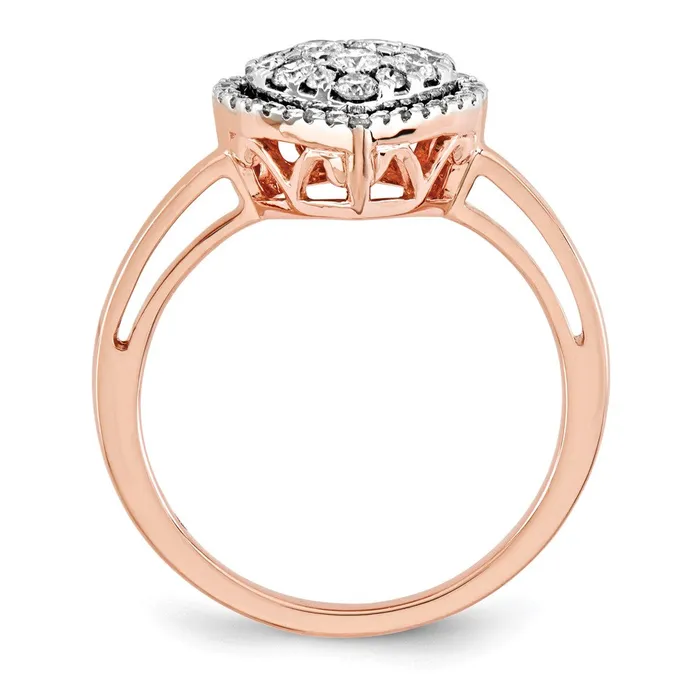 14k Rose Gold Real Diamond Polished Heart Ring Goldia Rings