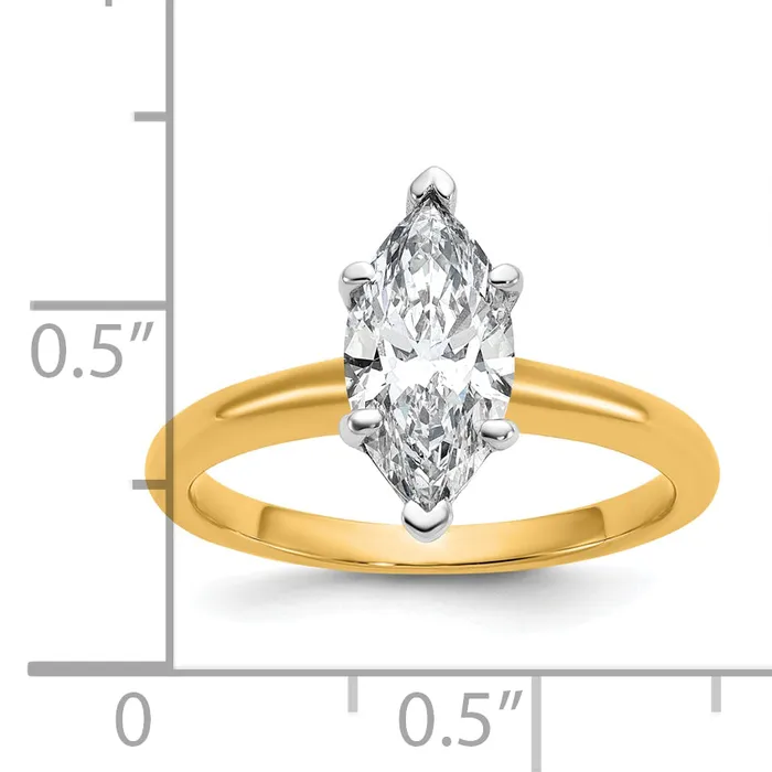 14k Twotone 1 12 Ct Lab Grown Diamond VSSI G Marquise Solitare Engagement Ring Goldia Rings