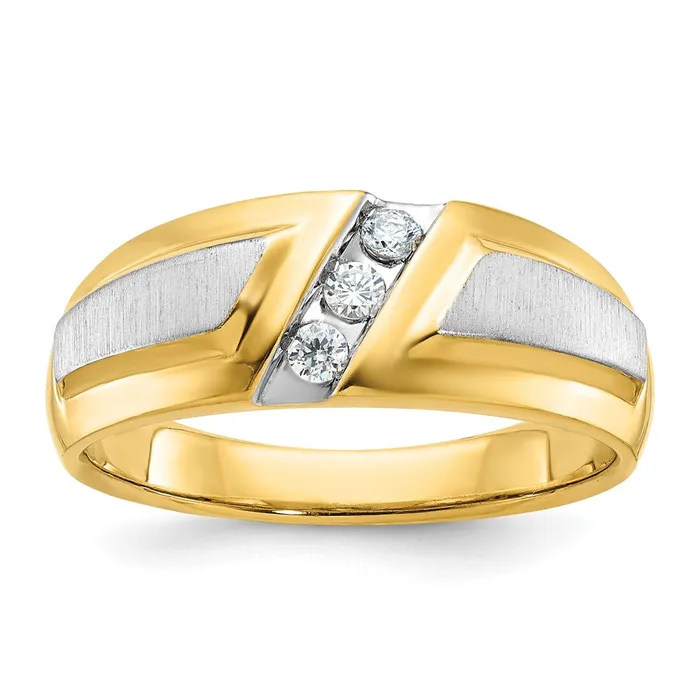 14k Twotone Gold Mens Polished and Satin 15 carat Diamond Complete Ring Goldia Rings 14k Twotone Gold Mens Polished and Satin 15 carat Diamond Complete Ring Goldia Rings