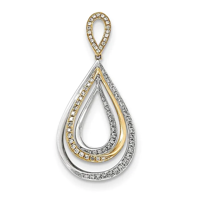 14k TwoTone Gold Real Diamond Teardrop Pendant Goldia Rings