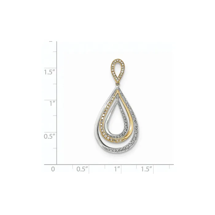 14k TwoTone Gold Real Diamond Teardrop Pendant Goldia Rings