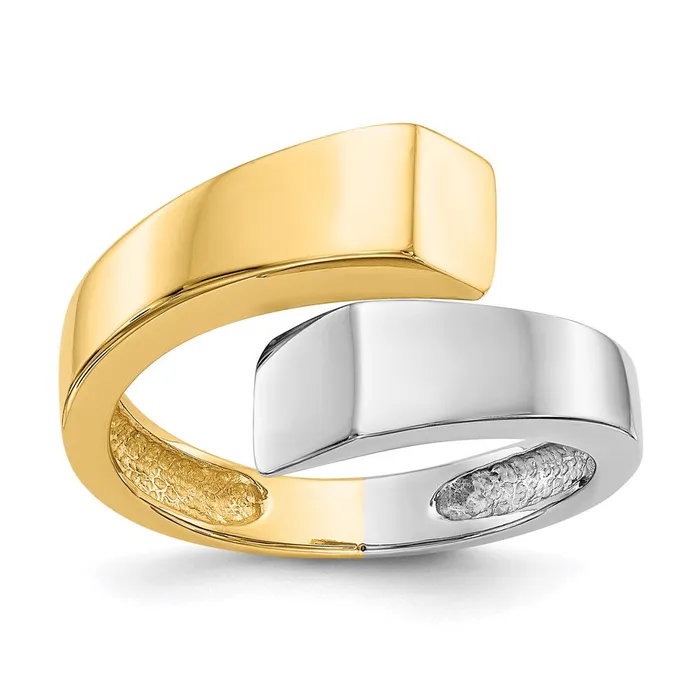 14k TwoTone Gold Square Overlapping Ring Goldia Rings