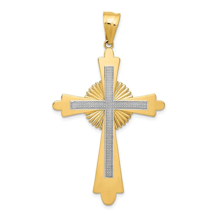 14k Twotone Gold Twotone Gold Polished Cross Pendant Goldia Rings