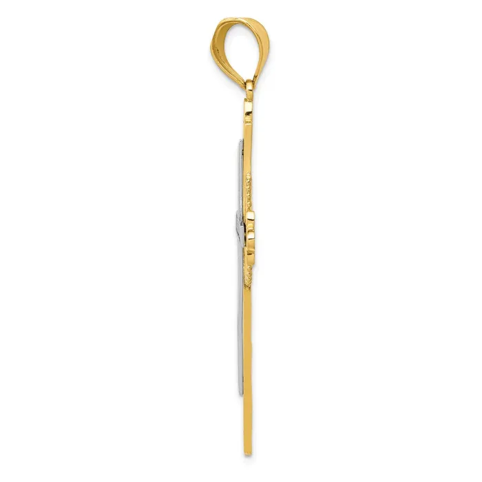 14k Twotone Gold Twotone Gold Polished Cross Pendant Goldia Rings