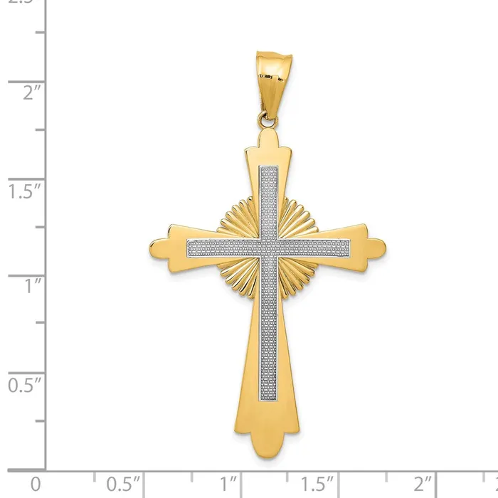 14k Twotone Gold Twotone Gold Polished Cross Pendant Goldia Rings