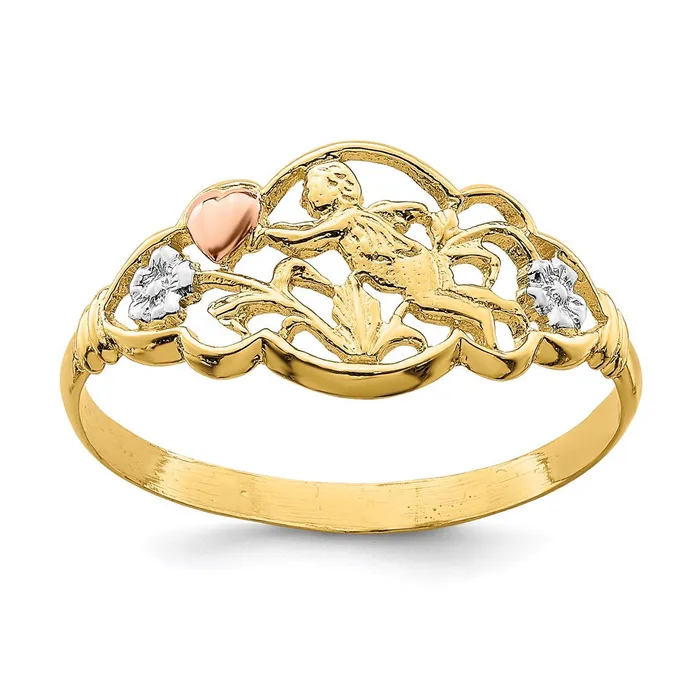 14K TwoTone Gold WWhite Rhodium Angel Ring Goldia Rings