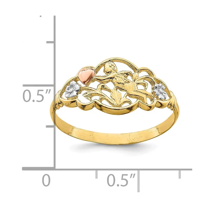 14K TwoTone Gold WWhite Rhodium Angel Ring Goldia Rings