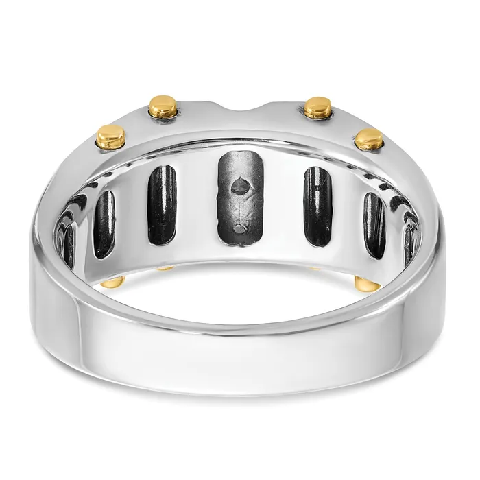 14k Twotone Two Tone with Black Rhodium 14 Ct Lab Grown Diamond VSSI G Polished and Textured Mens Ring Goldia Rings