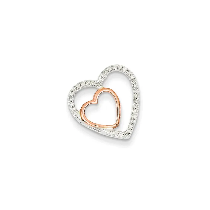 14K Twotone White u0026 Rose Gold Real Diamond Heart Chain Slide Goldia Rings