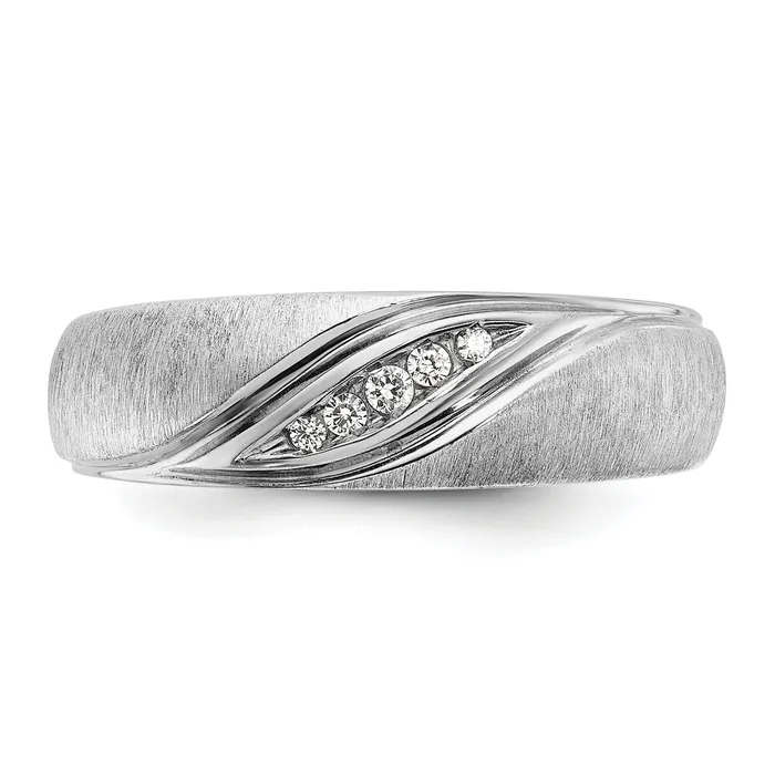 14k White Gold 115 Ct Lab Grown Diamond VSSI G Polished and Satin Mens Ring Goldia Rings