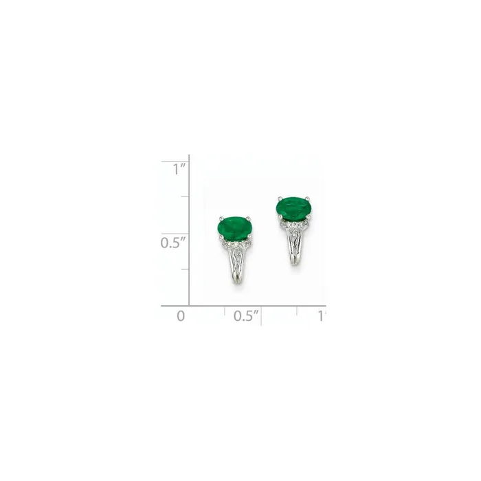 14k White Gold 115Ct Real Diamond u0026 Emerald Earrings Goldia Earrings