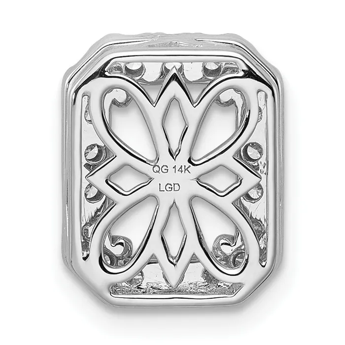 14k White Gold 12 Ct Lab Grown Diamond VSSI G Halo Chain Slide Pendant Goldia Necklaces