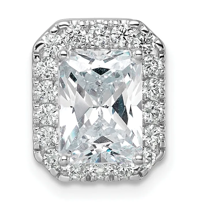 14k White Gold 12 Ct Lab Grown Diamond VSSI G Halo Chain Slide Pendant Goldia Necklaces
