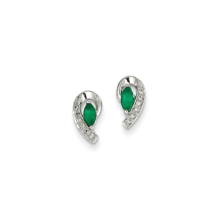 14k White Gold 120Ct Real Diamond u0026 Emerald Earrings Goldia Earrings