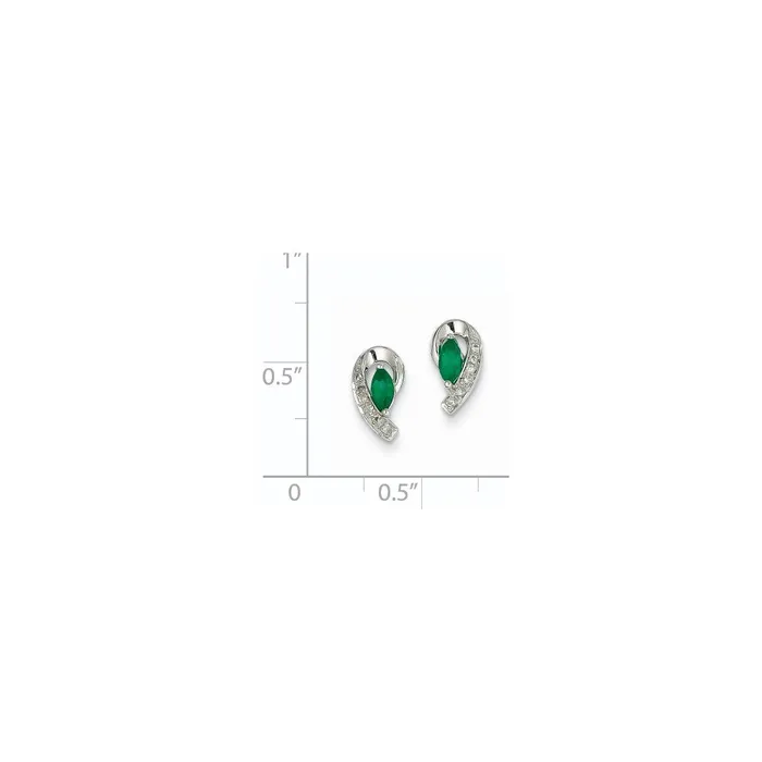 14k White Gold 120Ct Real Diamond u0026 Emerald Earrings Goldia Earrings