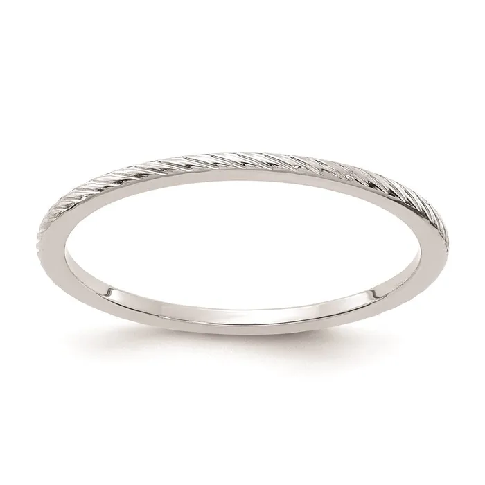 14K White Gold 12mm Twisted Wire Pattern Stackable Band Goldia Rings