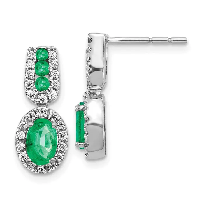 14k White Gold 13Ct Real Diamond and Emerald Earrings Goldia Earrings 14k White Gold 13Ct Real Diamond and Emerald Earrings Goldia Earrings