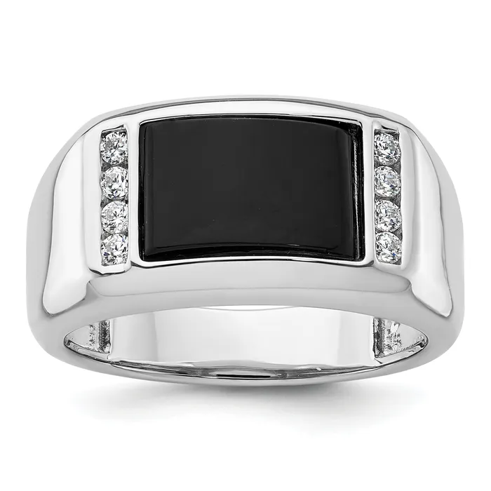 14k White Gold 15 Ct Lab Grown Diamond VSSI G and Onyx Mens Ring Goldia Rings 14k White Gold 15 Ct Lab Grown Diamond VSSI G and Onyx Mens Ring Goldia Rings