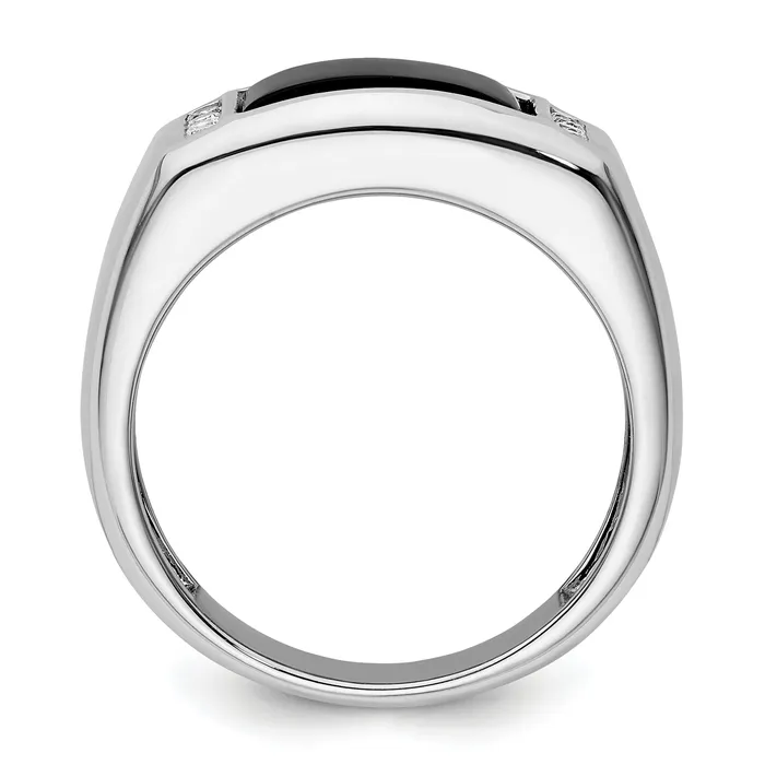 14k White Gold 15 Ct Lab Grown Diamond VSSI G and Onyx Mens Ring Goldia Rings