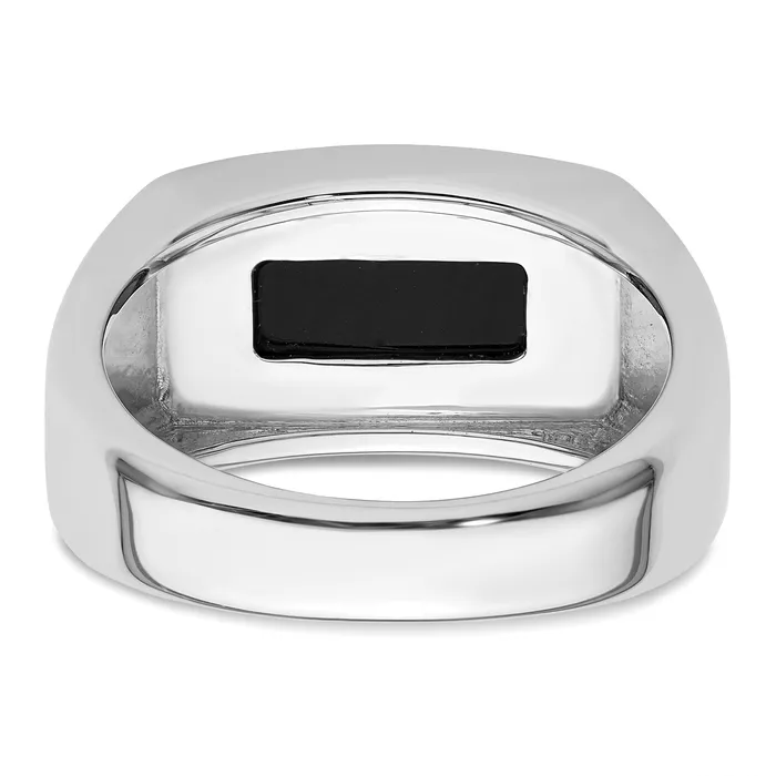 14k White Gold 15 Ct Lab Grown Diamond VSSI G and Onyx Mens Ring Goldia Rings
