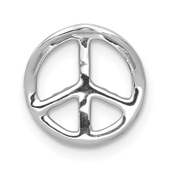 14k White Gold 16 Ct Lab Grown Diamond VSSI G Peace Sign Chain Slide Pendant Goldia Necklaces