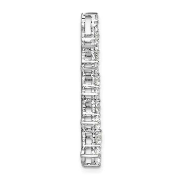 14k White Gold 1 Ct Lab Grown Diamond VSSI G Fancy Bar Chain Slide Pendant Goldia Necklaces