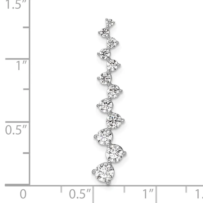 14k White Gold 1 Ct Lab Grown Diamond VSSI G Fancy Bar Chain Slide Pendant Goldia Necklaces