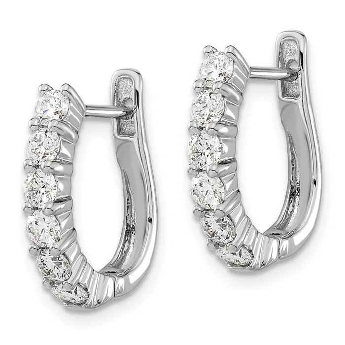 14k White Gold 10 Ct Lab Grown Diamond VSSI G Hinged Hoop Earrings Goldia Earrings