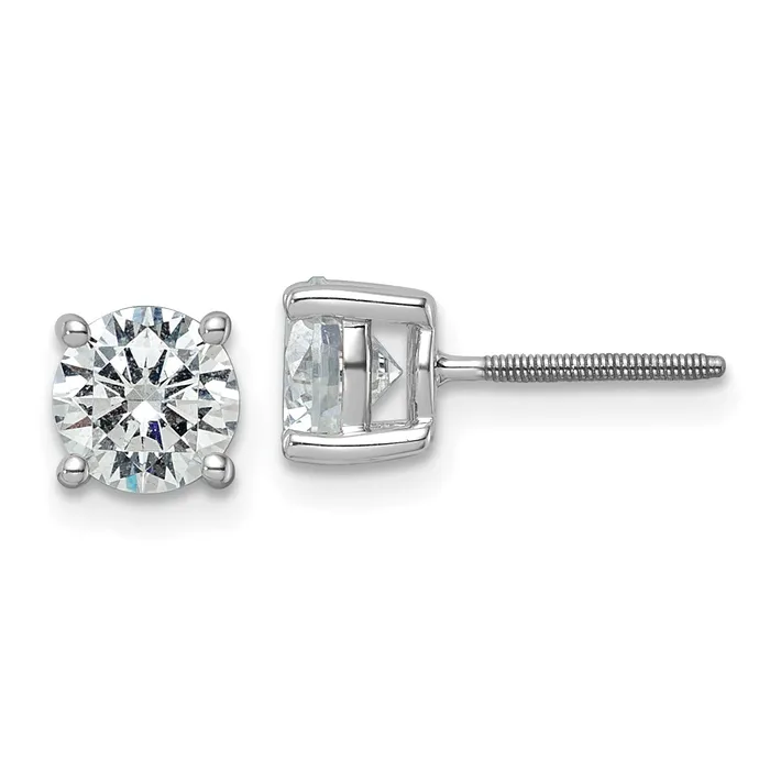 14k White Gold 2 ctw Lab Grown Diamond VSSI G Round 4 Prong Heavy Wt Screwback Stud Earrings Goldia Earrings 14k White Gold 2 ctw Lab Grown Diamond VSSI G Round 4 Prong Heavy Wt Screwback Stud Earrings Goldia Earrings