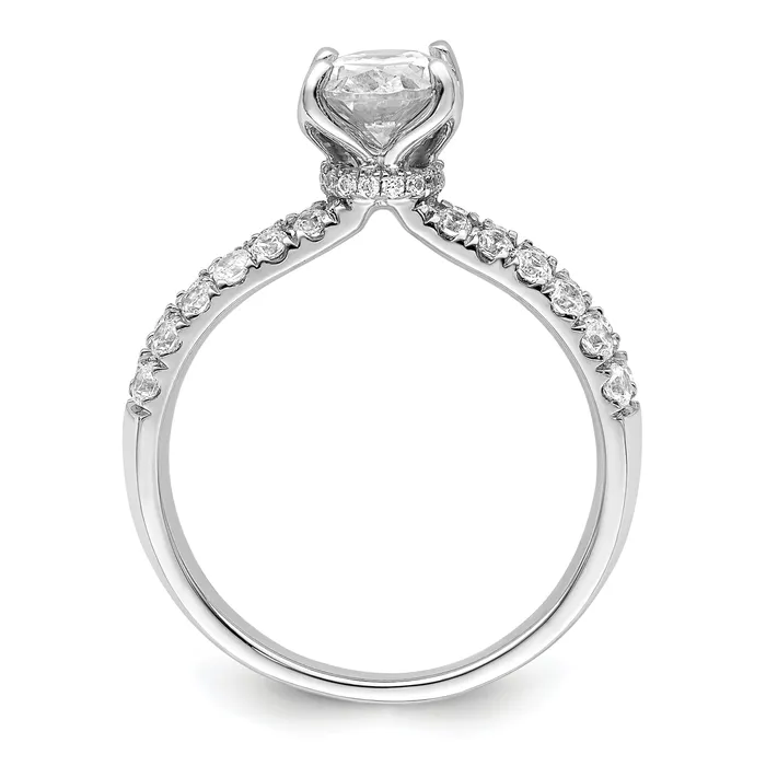 14k White Gold 58 Ct Lab Grown Diamond VSSI G 1 Ct Center Oval Engagement Ring Goldia Rings