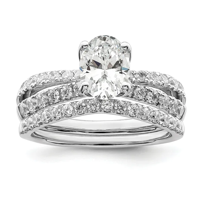 14k White Gold 58 Ct Lab Grown Diamond VSSI G 1 Ct Center Oval Engagement Ring Goldia Rings