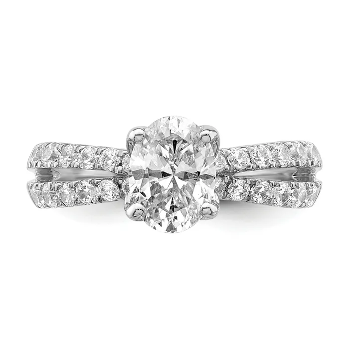 14k White Gold 58 Ct Lab Grown Diamond VSSI G 1 Ct Center Oval Engagement Ring Goldia Rings
