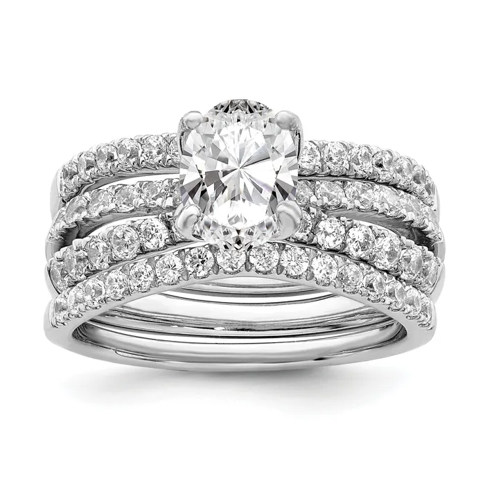 14k White Gold 58 Ct Lab Grown Diamond VSSI G 1 Ct Center Oval Engagement Ring Goldia Rings