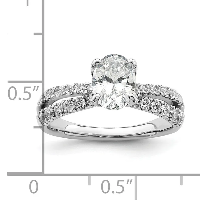 14k White Gold 58 Ct Lab Grown Diamond VSSI G 1 Ct Center Oval Engagement Ring Goldia Rings