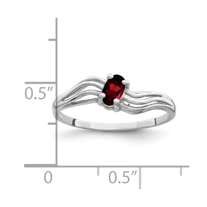 14k White Gold 5x3mm Oval Garnet ring Goldia Rings