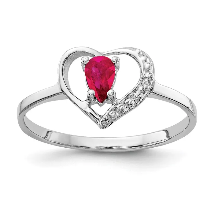 14k White Gold 5x3mm Pear Ruby AAA Real Diamond ring Goldiacom Rings