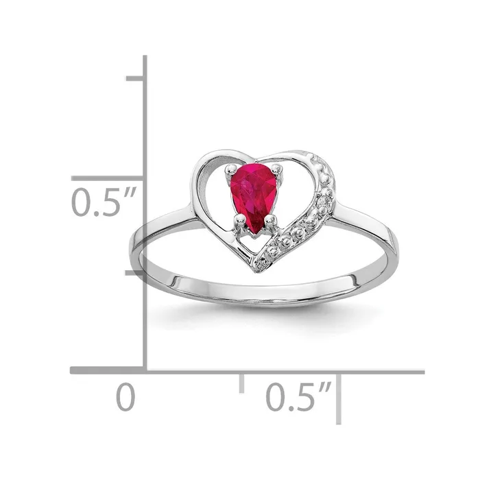 14k White Gold 5x3mm Pear Ruby AAA Real Diamond ring Goldiacom Rings