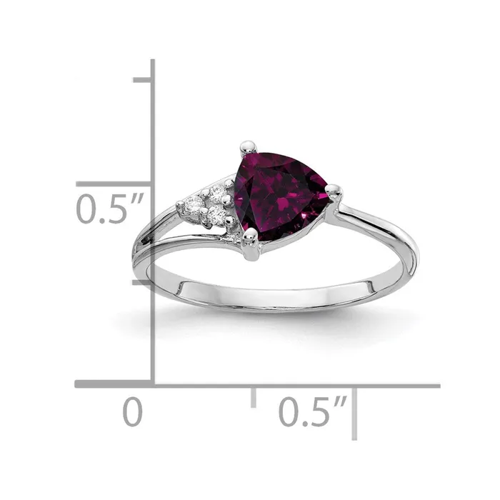 14k White Gold 6mm Rhodolite Garnet VS Diamond ring Goldia Rings