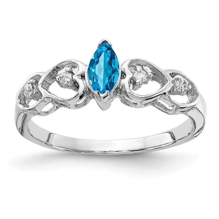 14k White Gold 6x3mm Marquise Blue Topaz A Real Diamond ring Goldia Rings 14k White Gold 6x3mm Marquise Blue Topaz A Real Diamond ring Goldia Rings